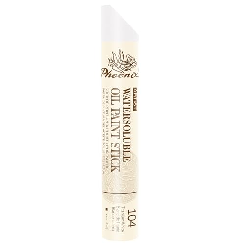 PHOENIX Titanium White Oil Paint Stick - Vibrant Color 37ml Large Water Soluable Soft Oil Pastels for Professional Oil Painting - Creamy Drawing Art Supplies for Artists - color: Titanium White