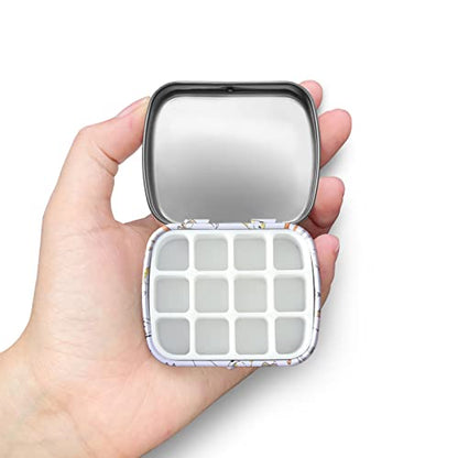 Portable Travel Watercolor Palette, Mini Metal Tin Box,12-Well Empty Tins - color: Outdoor Painting Set-lying Cat