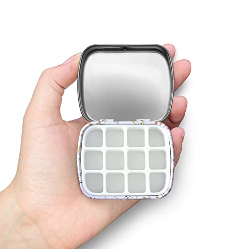 Portable Travel Watercolor Palette, Mini Metal Tin Box,12-Well Empty Tins - color: Outdoor Painting Set-lying Cat