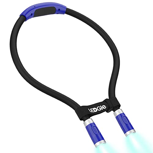 Rechargeable, Hands-free Neck Book Lamp with 4 LED Bulbs, 4 Adjustable Brightness, USB Cable Included for Reading in Bed or Car - color: Navy Blue