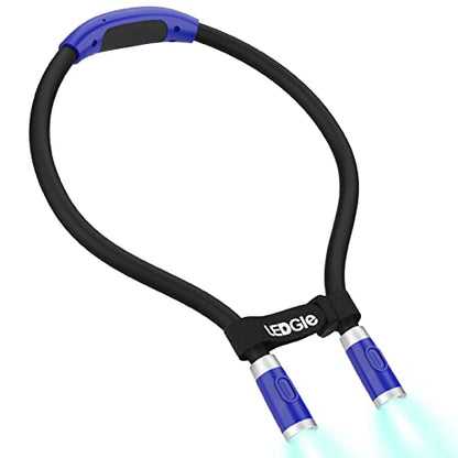 Rechargeable, Hands-free Neck Book Lamp with 4 LED Bulbs, 4 Adjustable Brightness, USB Cable Included for Reading in Bed or Car - color: Navy Blue