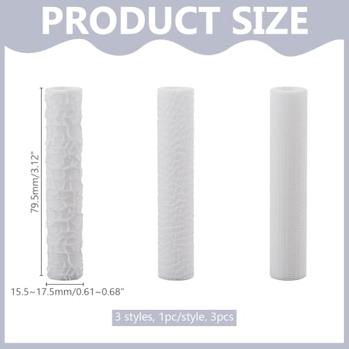 HOBBIESAY 3 PCS Polymer Clay Texture Roller Embossing Pottery Texture Rollers Clay Pottery Textures Rollers for Jewelry Making Embossing Potterys Textures Roller for Jewelry Making - color: White