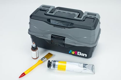 ArtBin 6892AG 2-Tray Art Supply Box, Portable Art & Craft Organizer with Lift-Up Trays, [1] Plastic Storage Case, Gray/Black - style: Two Tray