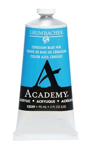 Grumbacher Academy Acrylic Paint, Gloss, 90ml/3 oz Metal Tube, Cerulean Blue Hue - color: Cerulean Blue, size: 3 Fl Oz (Pack of 1)