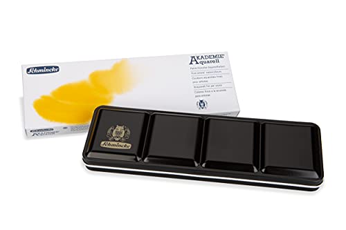 Schmincke - AKADEMIE®AQUARELL Watercolor Box, Full Assortment 24 x 1/2 Pans, 75 424 097, Metal Box, Highly lightfast Colors, fine Artists' Watercolors - size: 24 x 1/2 pans
