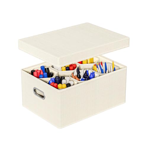 Aokeyee Marker Organizer Storage Box With Lids, Craft Organizers and Storage, Multipurpose Stackable Storage Containers For Organizing Tool, Art Supply, Crayon
