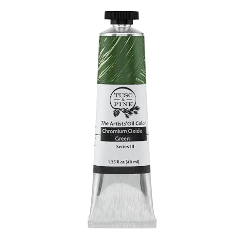 Tusc & Pine Artist Oil Paint - Chromium Oxide Green, 40 ml, Non-Yellowing, Rich & Creamy Consistency, Maximum Pigment Load, Small Batch Milled Oil Paints Made in the USA - color: Chromium Oxide Green, size: 1.35 Fl Oz (Pack of 1)