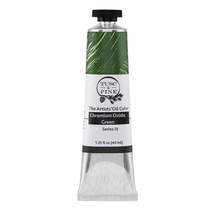 Tusc & Pine Artist Oil Paint - Chromium Oxide Green, 40 ml, Non-Yellowing, Rich & Creamy Consistency, Maximum Pigment Load, Small Batch Milled Oil Paints Made in the USA - color: Chromium Oxide Green, size: 1.35 Fl Oz (Pack of 1)