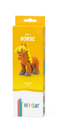 Hey Clay Animals - Claymate Horse - Colorful Modeling Air Dry Clay for Kids - Air Dry Clay Kit 3 Cans with Fun Interactive App - color: Horse