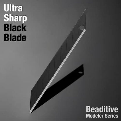 Beaditive Detail Craft Knife Blades (30 pcs) - 30 Degree Snap-Off Utility Knife Blade - Art, Craft, Model Making (Ultra Sharp Black) - color: Black