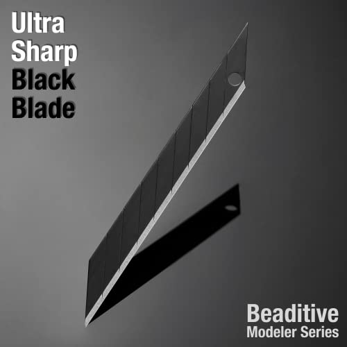 Beaditive Detail Craft Knife Blades (30 pcs) - 30 Degree Snap-Off Utility Knife Blade - Art, Craft, Model Making (Ultra Sharp Black) - color: Black