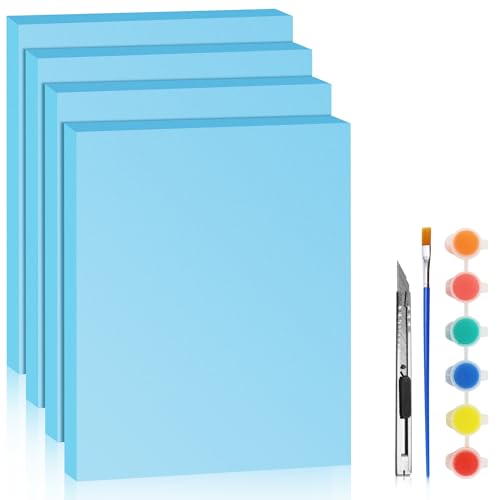 LuckyFoam Blue 4 Pack 15x12x1 inch Foam Sheets 1 Inch Thick | Polystyrene Rectangles XPS Foam Board Craft for Insulating DIY Modeling Art Supplies - color: blue, size: 15x12x1 inch 4pcs