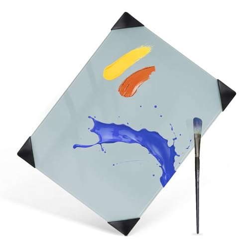 Glass Palette for Oil Painting, 12 x 9 Inches, Grey, Easy to Clean - color: 1pc-grey, size: 12" x 9" x 0.2"