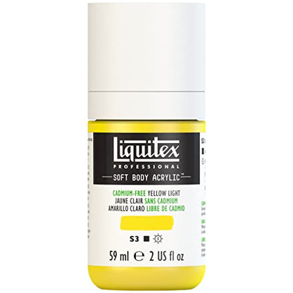 Liquitex Soft Body Acrylic Paint, 2-oz Bottle, Cadmium-Free Yellow Light | Low Viscosity, Highly Pigmented, Satin Finish, Retains Subtle Brush Strokes, Great Surface Coverage, Highly Versatile - color: Cadmium-free Yellow Light, style: 2-oz Bottle