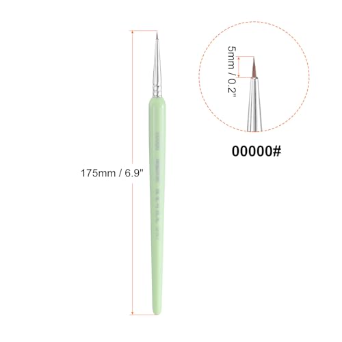 HARFINGTON 3pcs Detail Paint Brushes 5mm Pointed Tip Nylon Hair Miniature Painting Brush for Watercolor Oil Acrylic Painting(00000#), Green - color: Green, size: 00000# 5mm