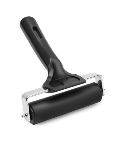 UCEC 1 Pack Rubber Brayer Roller for Printmaking Durable Ink Roller 4 Inch | Durable Rubber Roller for Ink & Paint, Great for Gluing, Diamond Painting & Block Printing, Crafting Tool, 4 Inch, Black - color: 4 Inch-Black