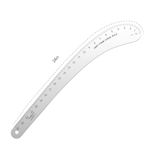 24" Aviation Aluminum Hip Curve Ruler Dual Sided Scales Sewing Tool | 24inch French Curve Ruler for Pattern Making Fashion Design Sewing & Quilting - style: 6224A(24")