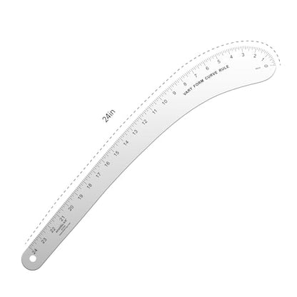 KEARING 24" Aviation Aluminum Hip Curve Ruler Dual Sided Scales Sewing Tool - style: 6224A(24")