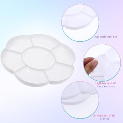 2pcs Paint Tray Palette Plastic 7-Well Watercolor Palette Flower White Painting Tray for Watercolor Create DIY Craft Professional Art Painting Acrylic Painting Gouache