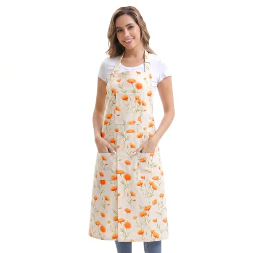 Nanxson Pottery Apron Split Leg with 3 Pockets & Adjustable Buckle | cotton material,Long apron,adjustable waist tie,for Pottery Ceramic Wheel DIY Art Garden - color: Yellow Flower
