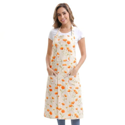 Nanxson Pottery Apron Split Leg with 3 Pockets & Adjustable Buckle | cotton material,Long apron,adjustable waist tie,for Pottery Ceramic Wheel DIY Art Garden - color: Yellow Flower