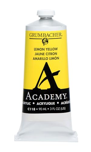 Grumbacher Academy Acrylic Paint, Gloss, 90ml/3 oz Metal Tube, Lemon Yellow - color: Lemon Yellow