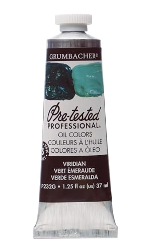 Grumbacher Pre-Tested Oil Paint, 37ml/1.25 Ounce, Viridian (P232G) - color: Viridian