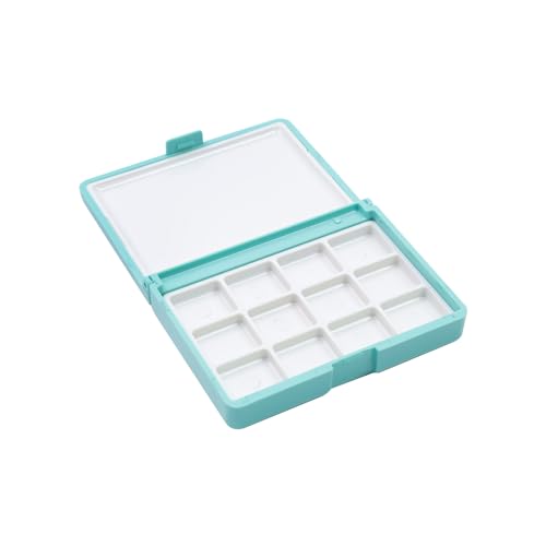Bitray 1Pcs Watercolor Palette Box Portable 12 Wells Paint Tray Palette Box | Green, Durable Plastic丨Mini Size, 3.1x2.35"丨with Lid, Leak-Proof丨Portable, Lightweight丨Travel Watercolor Tray丨for Acrylic - color: Blue, size: 12 Wells