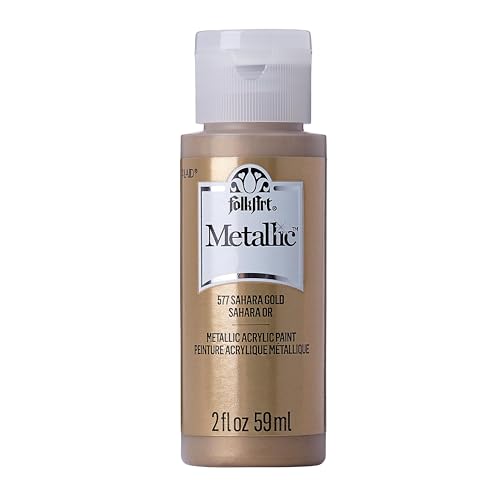 FolkArt Metallic Acrylic Paint in Assorted Colors (2 oz), 577, Sashara Gold - color: Sahara Gold, size: 2 Fl Oz (Pack of 1)