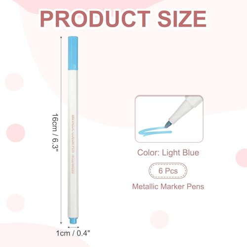 PATIKIL Metallic Marker Pens, 6Pcs Permanent Markers Medium Tip Quick Dry Paint Pen on Plastic Wood Stone Glass Canvas DIY Crafts Art Supplies for Drawing Writing Marking, Light Blue - color: Light Blue