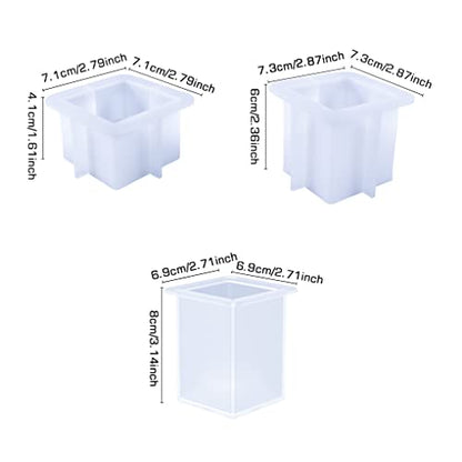 3Pcs CandleResin Molds, Square Candle Holder Silicone Molds for Tealight Holder Epoxy Resin Casting DIY Plaster,Cement Concrete Craft Home Decor