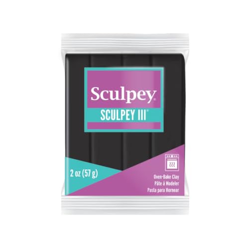 Sculpey Oven-Bake Clay, 2 oz. Bars, Sculpey III Black, 30 Bars | Polymer Clay, Perfect for Jewelry, Home Decor, and General Crafting - size: 2 oz. Black (30-Pack)