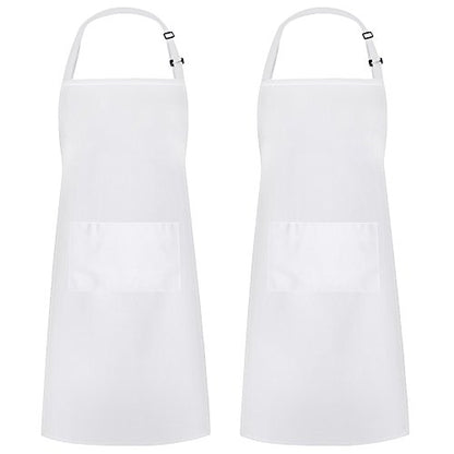 Syntus Apron for Men Women, Adjustable Cooking Kitchen Apron with 2 Pockets | Machine Washable, Firm Stitching, Stain Resistance, Long Tie Straps, 2 Pockets, Versatility, Unisex Use, Gift, BBQ - color: Basic White, style: 2 Cotton