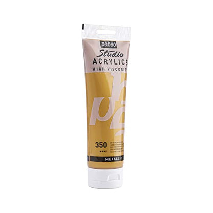 PEBEO Studio Acrylics High Viscosity, Fine Acrylic, 250 ml - Iridescent Rich Gold, 8.45 Fl Oz (Pack of 1), (169-350) - color: Iridescent Rich Gold, size: 8.45 Fl Oz (Pack of 1)