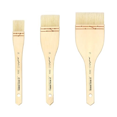 XDT#5249 Hake Artist Paint Brush 3 Piece Set Medium Soft Premium Goat #1.06in #1.77in #2.76in, Acrylic Oil Watercolor - size: 3Pc Goat Hair
