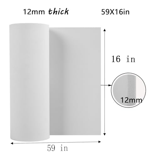 AMZQNART 12mm EVA Foam Sheets Roll 16x59in White for Cosplay DIY 90kg/m3 - color: 16×59in White, size: 12mm-Thick