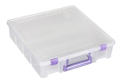 ArtBin Essentials 12 x 12 One-Compartment Craft Box, Clear | One Open Compartment, 15.25 x 14 x 3.5 Inches, Secure Latches, Stackable, Durable Polypropylene - color: Purple