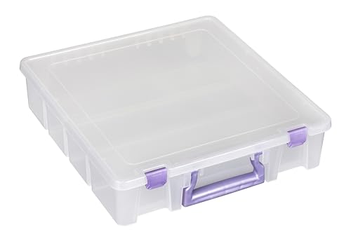 ArtBin Essentials 12 x 12 One-Compartment Craft Box, Clear | One Open Compartment, 15.25 x 14 x 3.5 Inches, Secure Latches, Stackable, Durable Polypropylene - color: Purple, size: 1 Pack