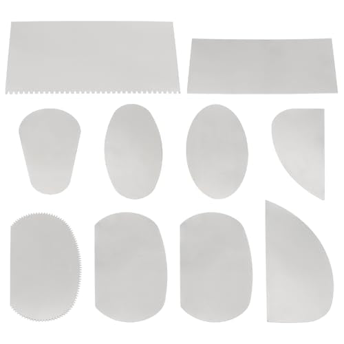 Mormchlots 10pcs Silver Durable Pottery Tools,Stainless Steel Ribs Clay Scraper Serrated Cutter,Versatile Sculpting Tools for Texturing Artists Modeling Potter