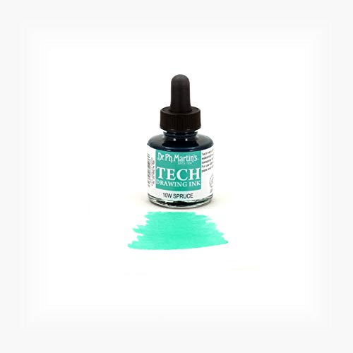 Dr. Ph. Martin's TECH Drawing Ink (10W) Ink Bottle, 1.0 oz, Spruce Green, 1 Bottle