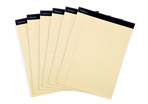 Mintra Office Canary Legal Pads - With Micro-perforated sheets, Smooth-lined paper, Ideal for Office Tasks, Assignments or Notes, Meetings, and Journaling, 6 pack Wide Ruled, Basic Pad, 8.5"x11" - color: Canary - Basic Pad, size: Wide