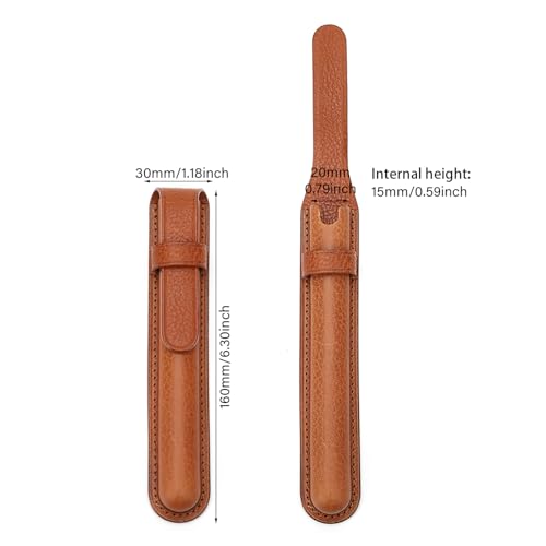 Handmade Genuine Leather Fountain Pen Case, Single Pen Protective Cover Organizer Pouch Sleeve,Graduation Gifts - Brown