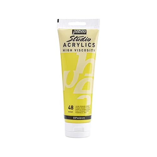 PEBEO Studio Acrylics High Viscosity, Fine Acrylic, 250 ml - Primary Yellow (169-048) - color: Primary Yellow, size: 8.45 Fl Oz (Pack of 1)