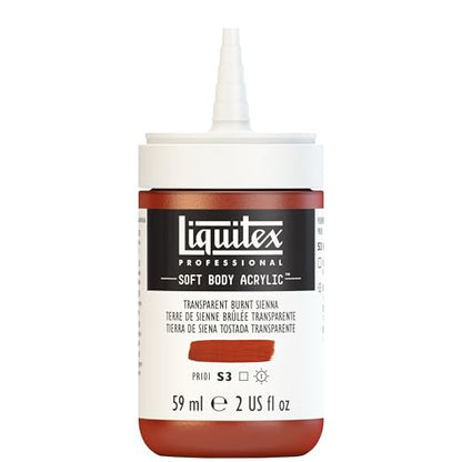 Liquitex Soft Body Acrylic Paint, 2-oz Bottle, Transparent Burnt Sienna | Low Viscosity, Highly Pigmented, Satin Finish, Retains Subtle Brush Strokes, Great Surface Coverage, Highly Versatile - color: Transparent Burnt Sienna, style: 2-oz Bottle
