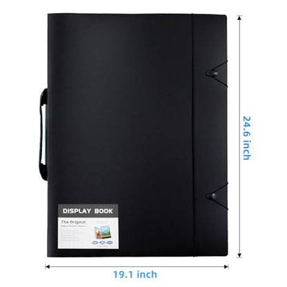 Large 18"x24" Art Portfolio Heavy Duty Binder with Plastic Sleeves, Portfolio Folder with Protectors, Bring a Portable Handle 500-Pieces Puzzle Storage Book and Poster Binder