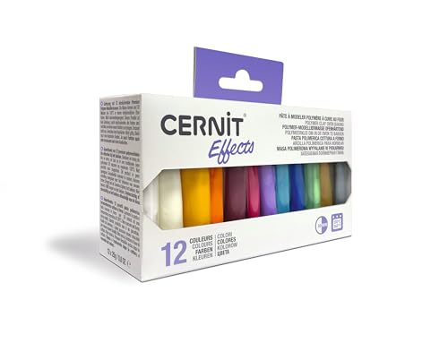 CERNIT CEASS003C - an Assortment of 12 Mini Clay Blocks 25g - Polymer Clay Effect assortments of 12 Colours - Translucent and Metallic Modelling - DIY - Adults - color: Matching