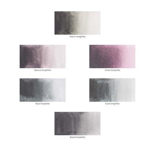 Creative Inspirations Professional Watercolor Paint Set 2 Pack - Compact Graphite Half Pan Travel Sets of 6 with Mini Brush - color: Graphite, size: 6 Count (Pack of 2)