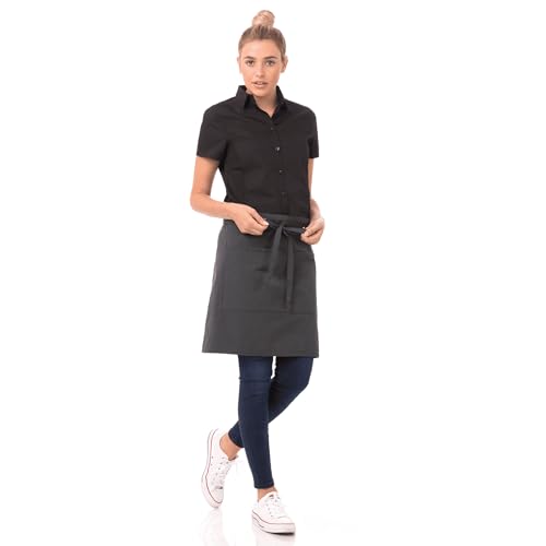 Chef Works Unisex Half Bistro Server Apron - color: Dark Grey Stripe