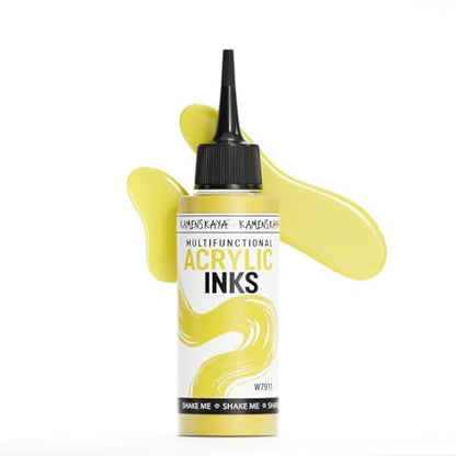 Acrylic Inks for Artists - 'Banana' Acrylic Ink, 3.38 Fl Oz (100 ml) | Highly Concentrated, Multifunctional Liquid Acrylic Paint - color: Banana