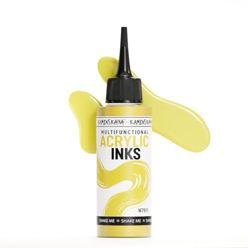 Kamenskaya Acrylic Inks for Artists - 'Banana' Acrylic Ink, 3.38 Fl Oz (100 ml) - color: Banana